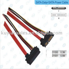 SATA 15+7 P Male to Female Data Power Cable